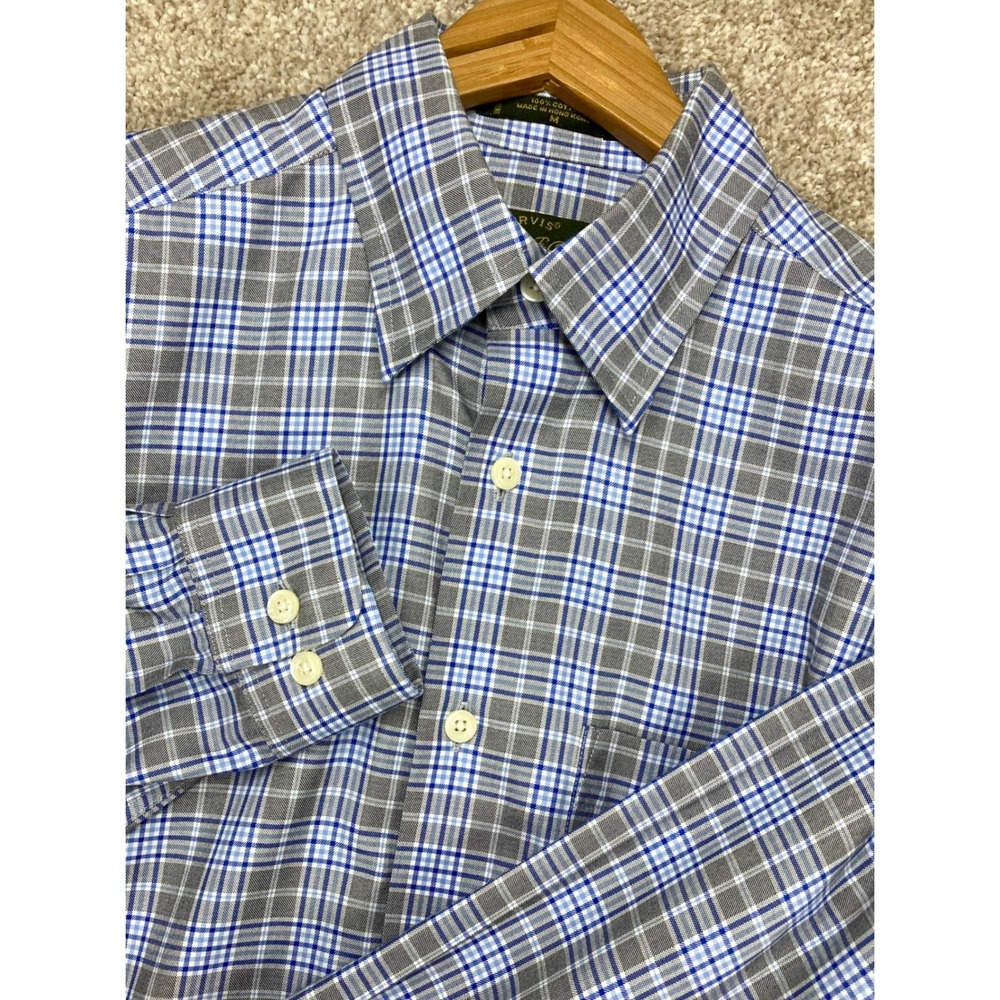 Orvis Signature Collection Plaid Button Down Shirt Men M Blue Grey Cotton Casual